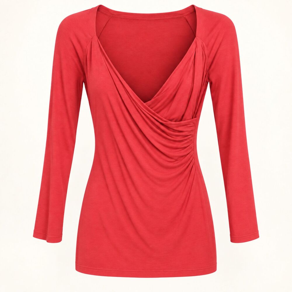 Banana Republic Vintage Y2k Coral Wrap Drape 3/4 Sleeves Top | Size XS